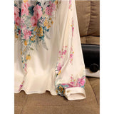 Shirt Women's Short Style 2023 Spring European New Oil Painting Aesthetic Printing Lantern Cage Sleeves Temperament Age-Reducing Chiffon