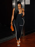 Summer Casual Sporty Jumpsuits Women Sleeveless Spaghetti Strap Backless One Piece Playsuit Lady Streetwear