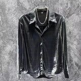 Men's Fried Street Long-Sleeved Shirt 2025 Spring And Autumn New Loose Handsome Bright Outside Wearing Shirt