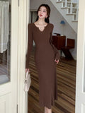Zingj Knitted Dress Women's Long Sleeves Medium Long Style 2024 Autumn And Winter New Bottomed Sweater Long