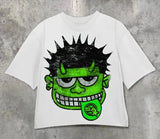 T-Shirt Y2K Hip-Hop Letter Retro Cross Graphic Print Oversized T-Shirt Men's Round Neck Cotton Short-Sleeved