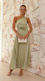 Zingj Spring And Summer Elegant Folding Dress Single Shoulder Waist Hollow Dress