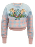 And Winter Vintage Jacquard Embroidery Pullover Knitted Sweater Women's Korean Fashion Versatile Female Casual