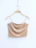 Spaghetti Straps Tank Top Velvet Short Crop Top 7 Colors Sexy Boob Tube Top Bustier Brief Vest T-shirts