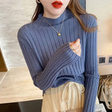 Zingj Sweater Women's Thin Half-High Collar Solid Color Knitted Sweater 2023 Autumn And Winter New Stylish Slimming