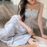 New French Style Women Elegent Party Midi Print Dress Female Fashion A Line Holiday Clothes