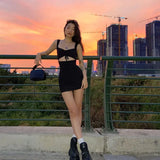Women Spaghetti Strap Dress Spring Summer Hollow Out Sleeveless Slim Dresses 2023 New Lady Casual Mini Dress