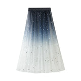 Skirt New Gradient Fashion Long-Colored Star-Colored Bright-Spelled Starlight Tight Waist Mesh Yarn Star Dress Women
