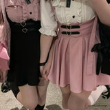 Lolita High Waist Mini Suspender Skirt Y2k Aesthetic Sweet Women Solid Streetwear Gothic Jk Saia Feminina Harajuku