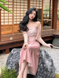 Women Elegant Bodycon Midi Dress Summer Spaghetti Strap Party Prom Wedding Long Vestidos Female Chic