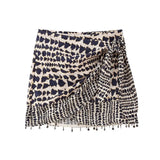 New Cross Skirt Trend Women's Street Full Of Beaded Double-Lapel Printed