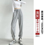 Zingj Grey Sports Pants Women's Fall Foot 2024 New Little Harlan Casual Pants Fall Thin-Outfit