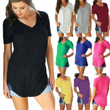 V-Neck Short-Sleeved T-Shirt Woman Loose Casual Tops for Women Black S-5Xl 9 Colors Tees Women's 2022