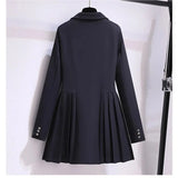 College Blazer Short Dresses Women 2023 Spring Autumn Double Breasted Long Sleeves Pleated Korean Casual Female