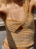 Knitted Stripe One Shoulder Tank Top- Outfit