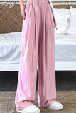 Summer Women Pants Wide Leg Trousers High Waist Ice Slik Pant Elastic Waist Loose Straight Baggy Pants Woman