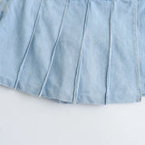 New Pleated Fashion Short Denim Skirt