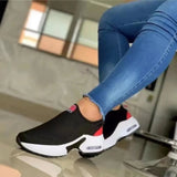 New Net Surface Flying Weaving Shoes Women's Leisure Air Cushion Sports Shoes Large Size Thick-Soled Mesh