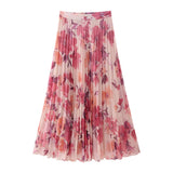 Spring Flower Printed Shirt 9878061 100-Pleated Skirt
