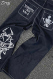 American High Street Retro Men Washed Pants Y2k Harajuku Hip Hop Loose Jeans Couples Casual Joker Straight Wide-leg Jeans 211-0-Outfit