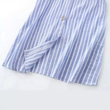 New Striped Blended Medium-Length Shirt Dress