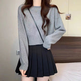 Zingj One-Word Collared Sweater For Women In Autumn And Winter, A Solid Color Casual Sweater, A Small Foreign