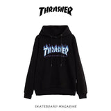 Fall New American Version Of Classic Flame Hooded Hoodie Men's Round Collar Loose Couple Hooded Jacket Ins