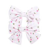 Lovely Baby Girls Print Flower Bohemian Style Bow BB Hair Clips Headwear Children Cute Cotton Hairpins Hair