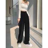 Zingj Wide Leg Pants Female Autumn High Waist Hanging Feeling Straight Tube Small Loose Casual Mop Floor Suit Pants Summer Thin Money-Outfit