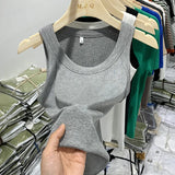 Girls Tight Anti-Smooth Threaded Vest Women's Spring And Summer Suit Slim Top Ins