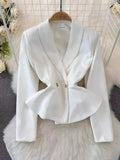 Jacket Dress Waist Lotus Leaf Edge Long High-End Ol Commuter Airfield Autumn Dress Two-Piece Set