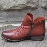 Autumn And Winter New Round Head And Double Zipper Short Boots Woman Martin Boots Woman Large Size