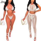 Women Swimsuit 4 PCS Set Hollow Out Solid Color Bikini Swimwear Clothes For Women