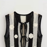 New Black-And-White Splicing Belt Knitted Casual Loose Vest In