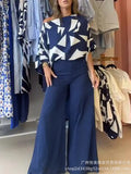 Women's Wear 2024 Summer Geometric Printed Bat Shirt INS Style Trousers Fashion Leisure