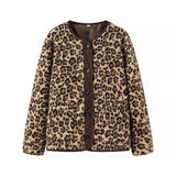 Women's Autumn And Winter Leopard Print Casual Loose Long-Sleeved Coat Women