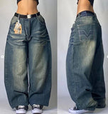Zingj Straight Jeans For Men Retro Hip-Hop Goth Street Clothing Harajuku Men's Casual Pants 211-1-Outfit
