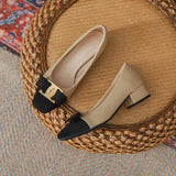 Zingj Fragrant Wind Thick Heel Single Shoes Female 2024 Spring And Autumn New Temperament Commuter Wind Spell Color Shallow French High