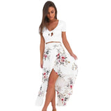 Women's Summer New Chiffon Flower Half-Body Skirt Irregularly Tied With Open Fork And Hip