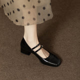 Zingj Versatile Silver Mary Jane Shoes Women 2023 Spring And Autumn Thick Heel With A Word Buckle Belt Shallow Mouth Heel Single