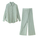 Spring Wrinkle Effect Shirt 8741128 Towel Trousers