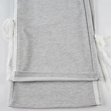 Grey Stripe Ribbon Drawstring Sweatpants-Outfit