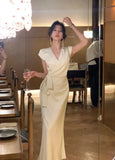 Holiday Print Satin Long Dresses for Women 2023 Summer New Elegant Party Fashion Backless Lace Up Female Clothing