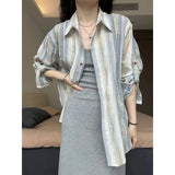 Zingj 2024 New Color Sunscreen Striped Shirt Female Simple Loose Versatile Jacket Coat Cardigan Small-Outfit