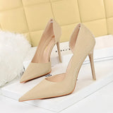 Zingj Sexy Nightclub Show Thin, High, Shallow Pointed Snake Side Hollow Heels Single