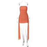 Ruched Strapless Mini Dress-Outfit