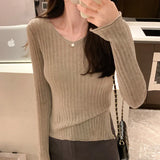 Thin Korean Horn Sleeve Knitted Sweater New Sweet Slim And Forked Underwear In Autumn And
