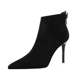 Zingj Retro Fashion Sexy Club Show Thin Heel High Heel Suede Back With Pointed Winter Ankle
