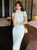 Zingj Break French Style Dress For Children In Summer 2024 New Slim Knit Buttocks