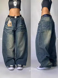 Zingj Straight Jeans For Men Retro Hip-Hop Goth Street Clothing Harajuku Men's Casual Pants 211-1-Outfit